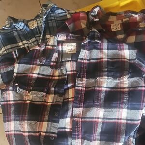 Lot Of 3 RedHead Mens Checkered Button Down Flannel Shirts - Navy, Red, White